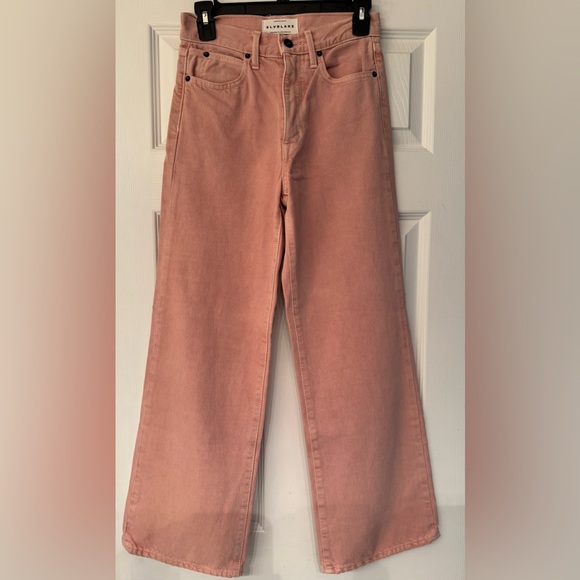 SLVRLAKE Grace Ankle Cropped Dusty Pink Women’s  Flare Wide Leg Jeans Size 24 - Picture 6 of 14